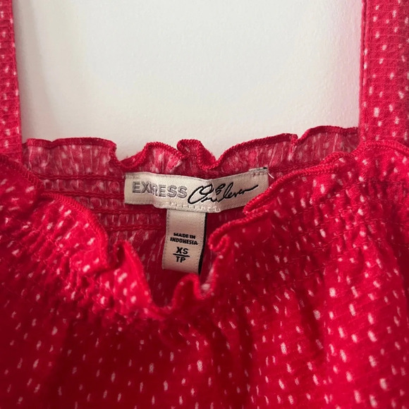 Express Red Polka Dot crop Top Cinched Waist Tank Top Springy Flowy Loose Fit - Picture 4 of 11